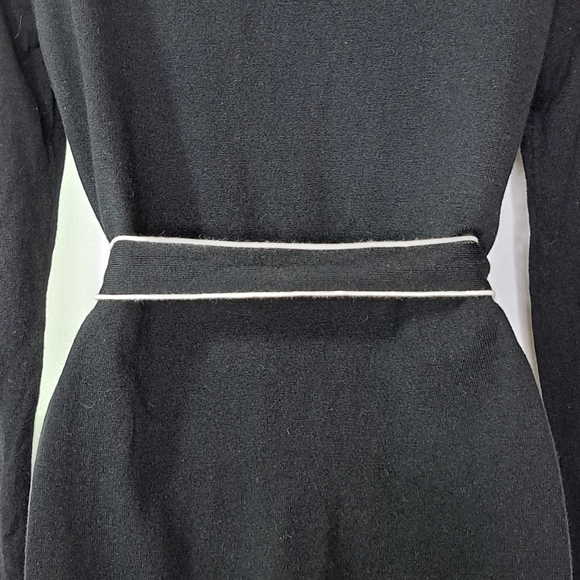 L'AGENCE Black and White Ronny Piped Wool and Cotton Cardigan Size XS - Picture 9 of 12